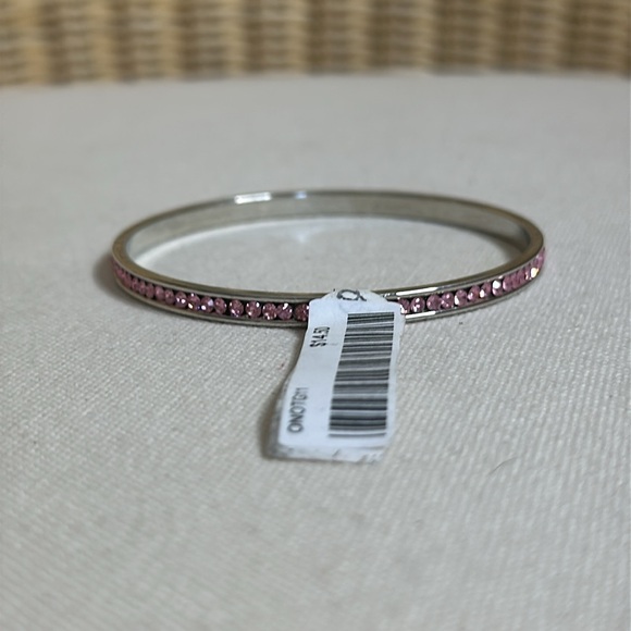 NWT Pretty Pink Silver Channel Set Crystal Bangle Bracelet - Picture 3 of 7